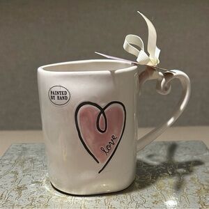 Rae Dunn Mug NWT  heart love Hand Painted